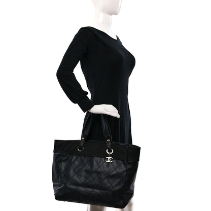 Chanel Coated Canvas Quilted Large Paris Biarritz Tote Black 2 of 9