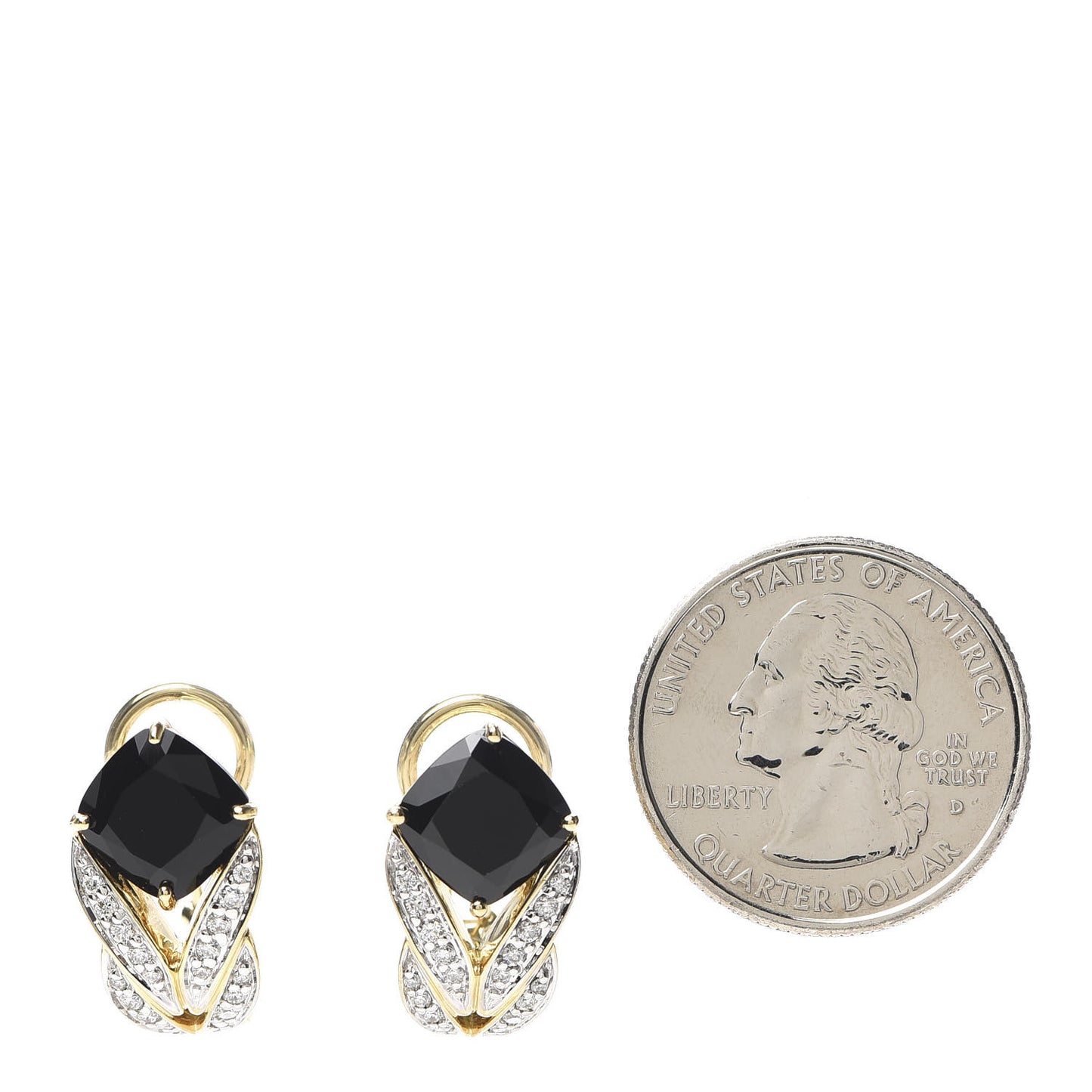 18K Yellow Gold Diamond Black Onyx Modern Chain Magic Cut Buddha Belly Earrings