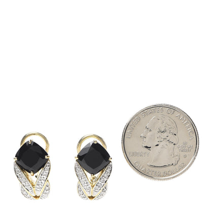 John Hardy 18K Yellow Gold Diamond Black Onyx Modern Chain Magic Cut Buddha Belly Earrings 2 of 4