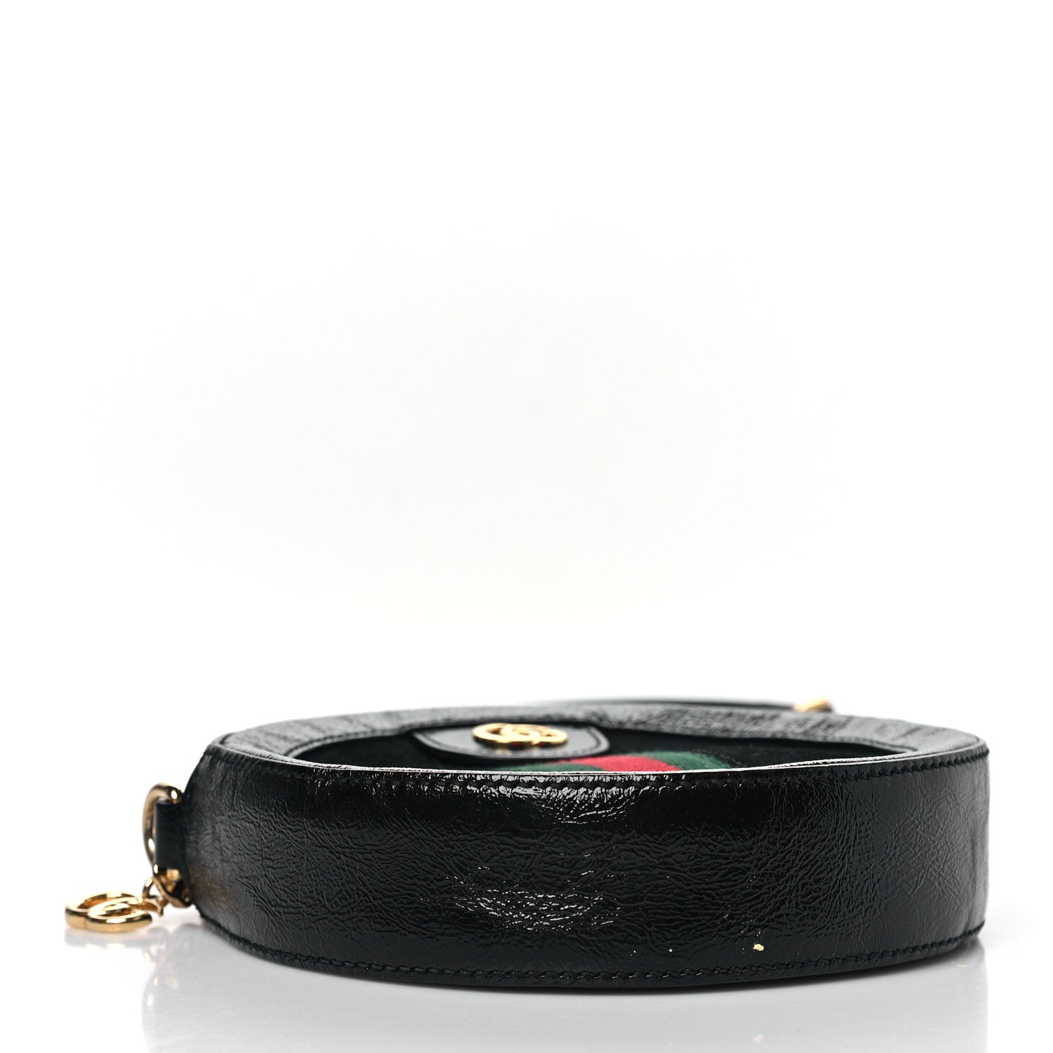 Gucci Suede Patent Web Mini Ophidia Round Shoulder Bag Black 4 of 10