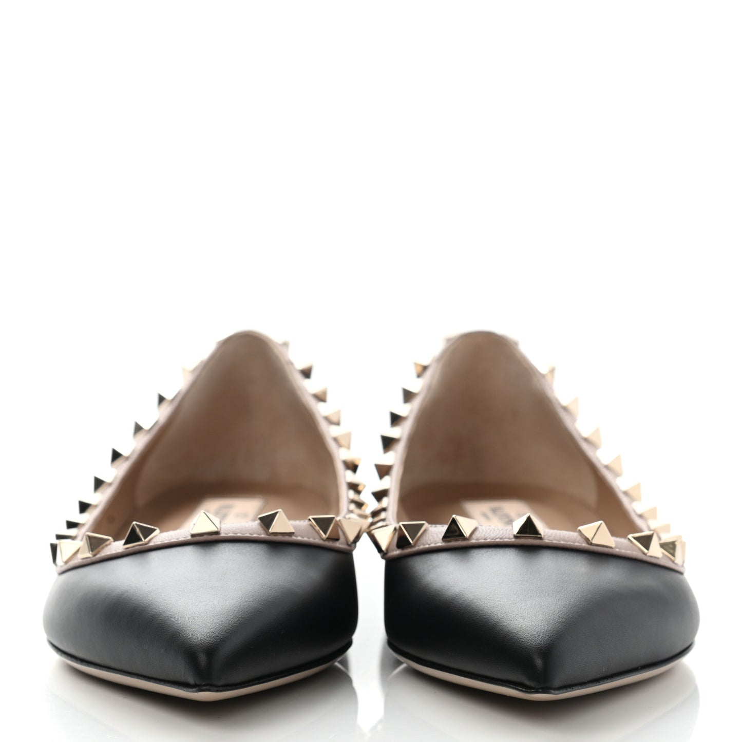 Calfskin Nappa Rockstud Ballerina Flats 37.5 Black Poudre