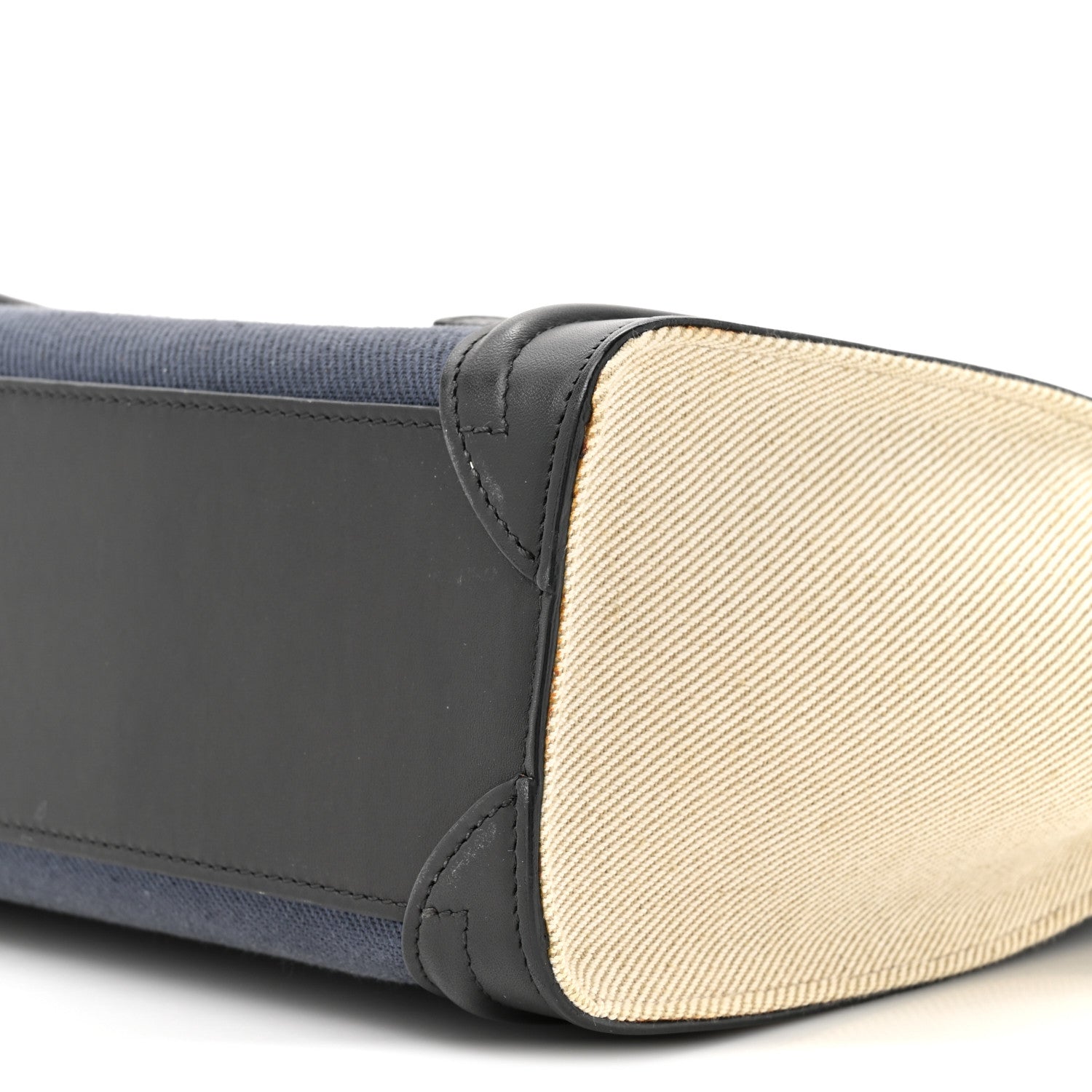 Celine Natural Canvas Smooth Calfskin Nano Luggage Navy 8 of 13