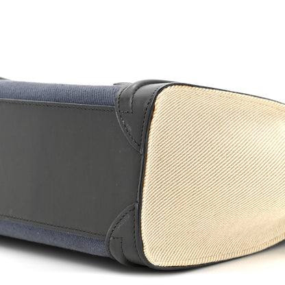 Celine Natural Canvas Smooth Calfskin Nano Luggage Navy 8 of 13