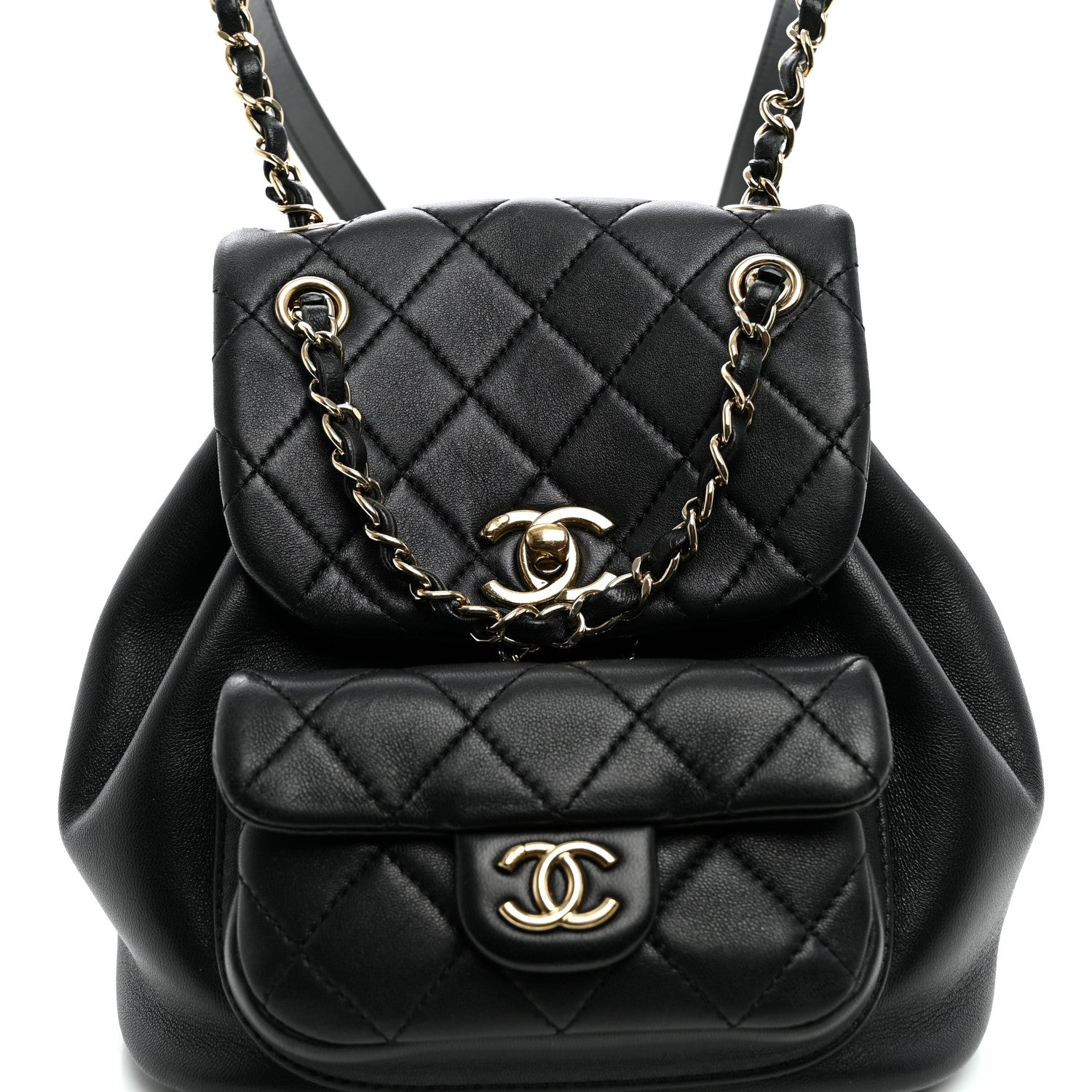 Chanel Lambskin Quilted Small Duma Drawstring Backpack Black 7 of 9