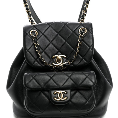 Chanel Lambskin Quilted Small Duma Drawstring Backpack Black 7 of 9
