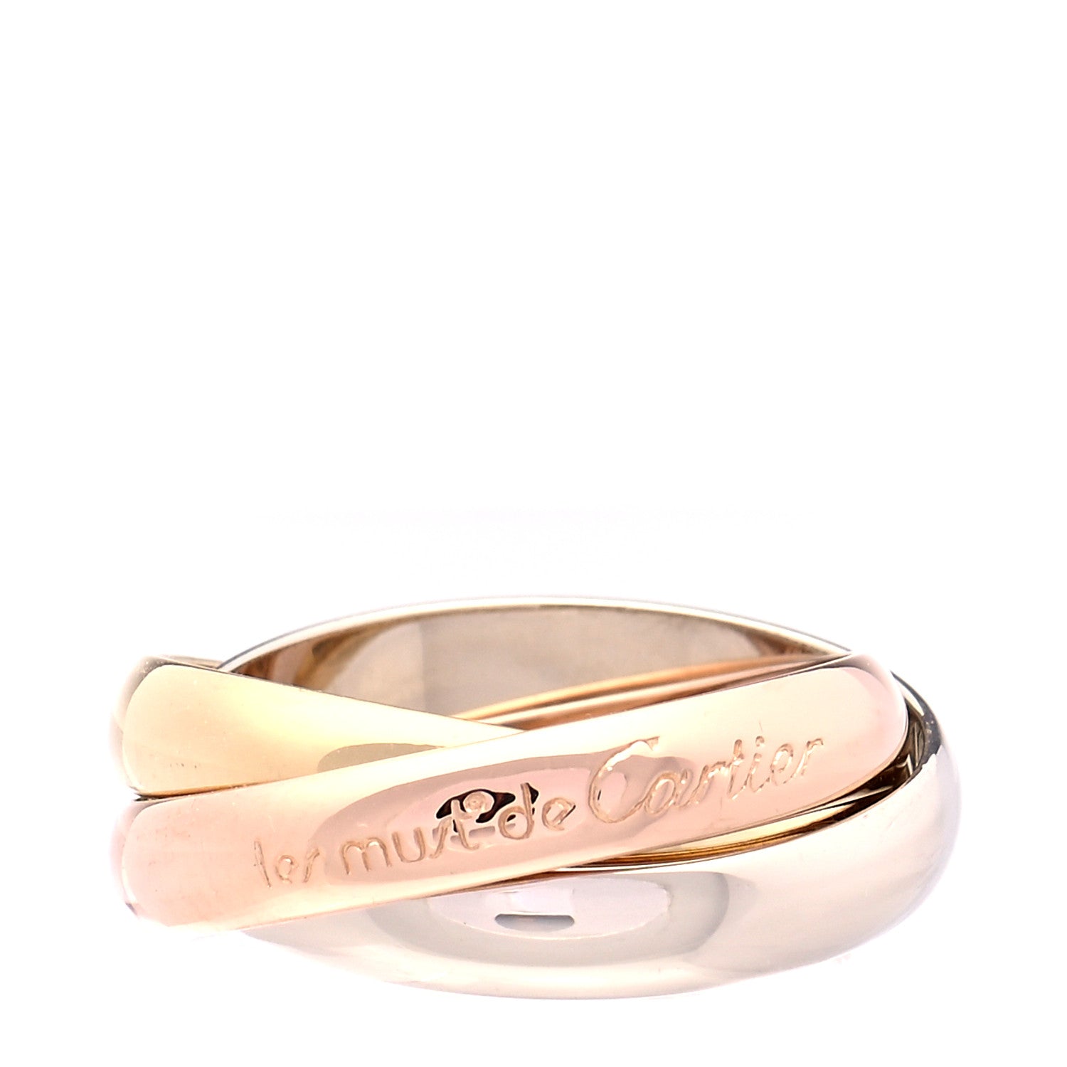 Cartier 18K Pink Yellow White Gold Classic Les Must De Cartier Trinity Ring 52 6 1 of 5