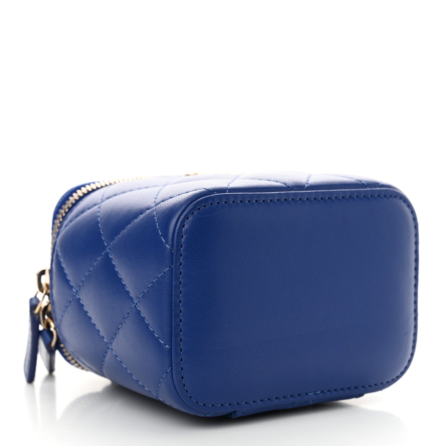 Chanel Lambskin Quilted Top Handle Mini Vanity Case With Chain Blue 4 of 10