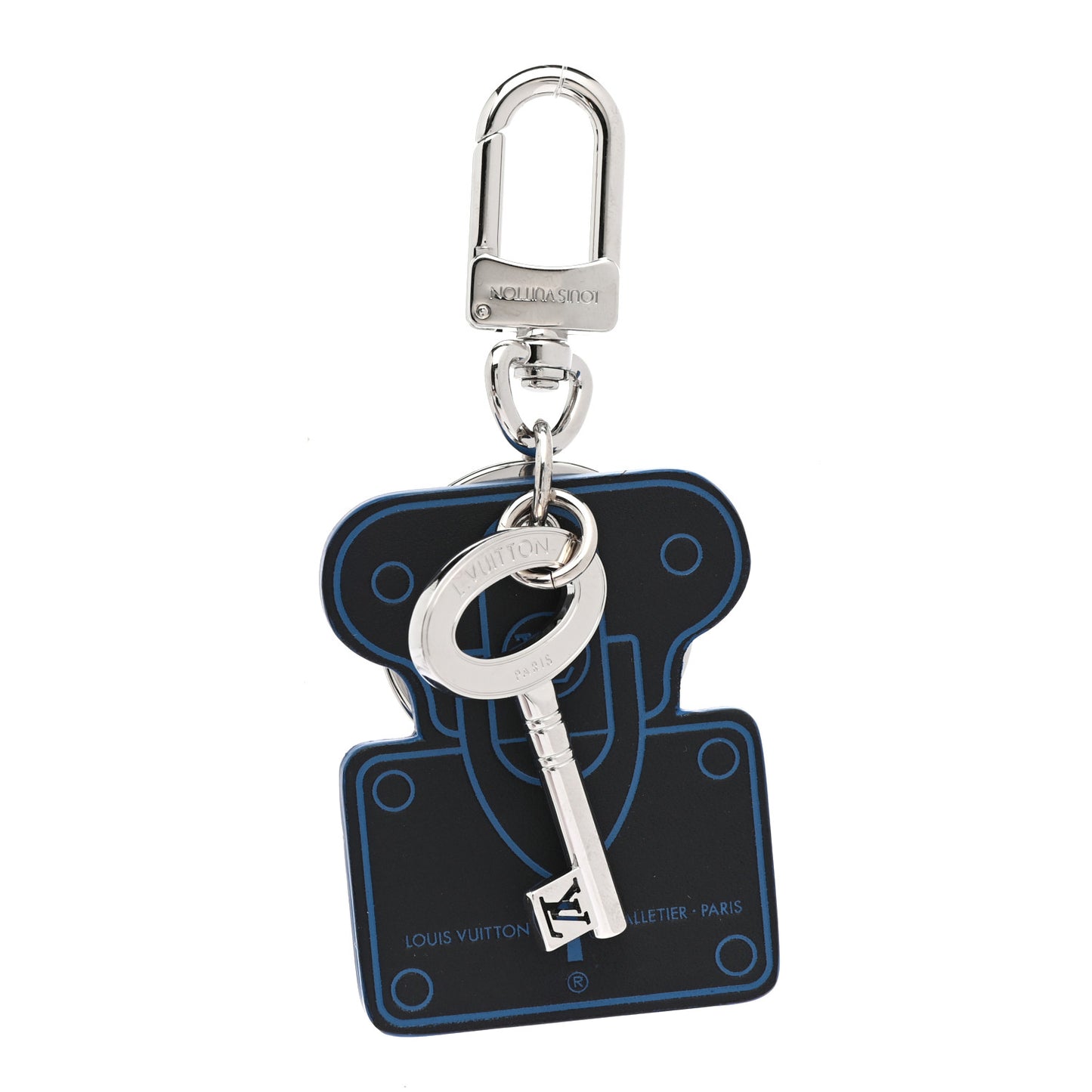 Calfskin S Lock Bag Charm Key Holder Silver