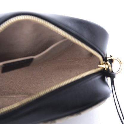 Gucci Monogram Matelasse Diagonal Small GG Marmont Chain Shoulder Bag Beige Black 5 of 10