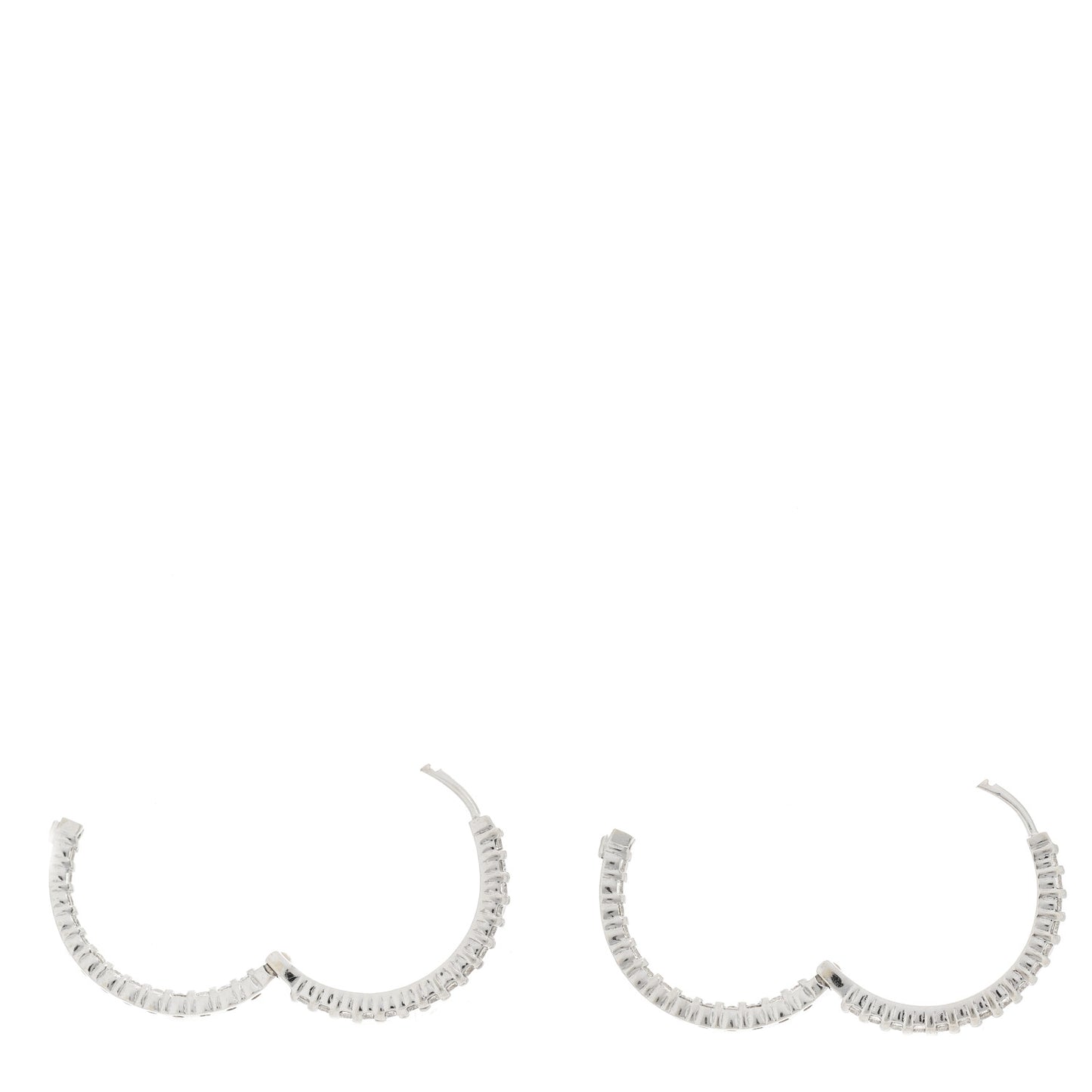 18K White Gold Diamond Small Inside Outside Hoop Earrings