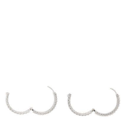 Roberto Coin 18K White Gold Diamond Small Inside Outside Hoop Earrings 3 of 4