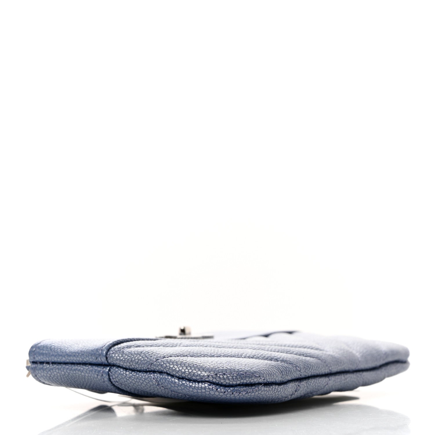Chanel Metallic Caviar Chevron Quilted Small Vintage Mademoiselle Cosmetic Case Blue 4 of 8