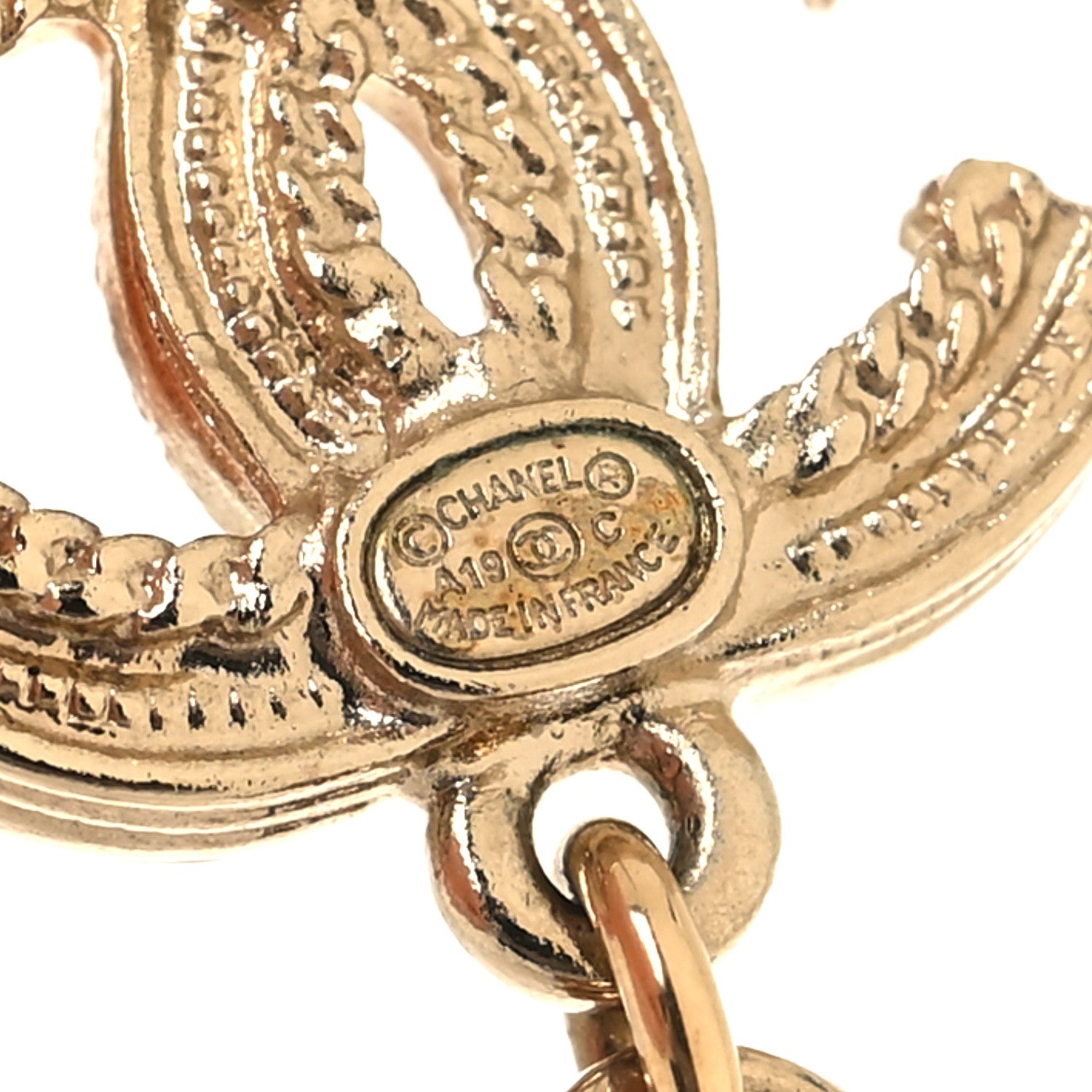 Chanel Pearl Chain CC Dangle Earrings Gold 4 of 5