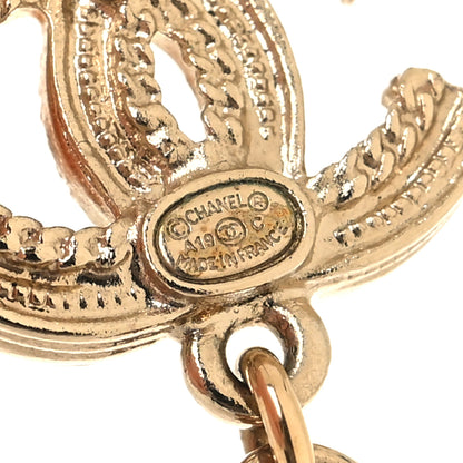 Chanel Pearl Chain CC Dangle Earrings Gold 4 of 5