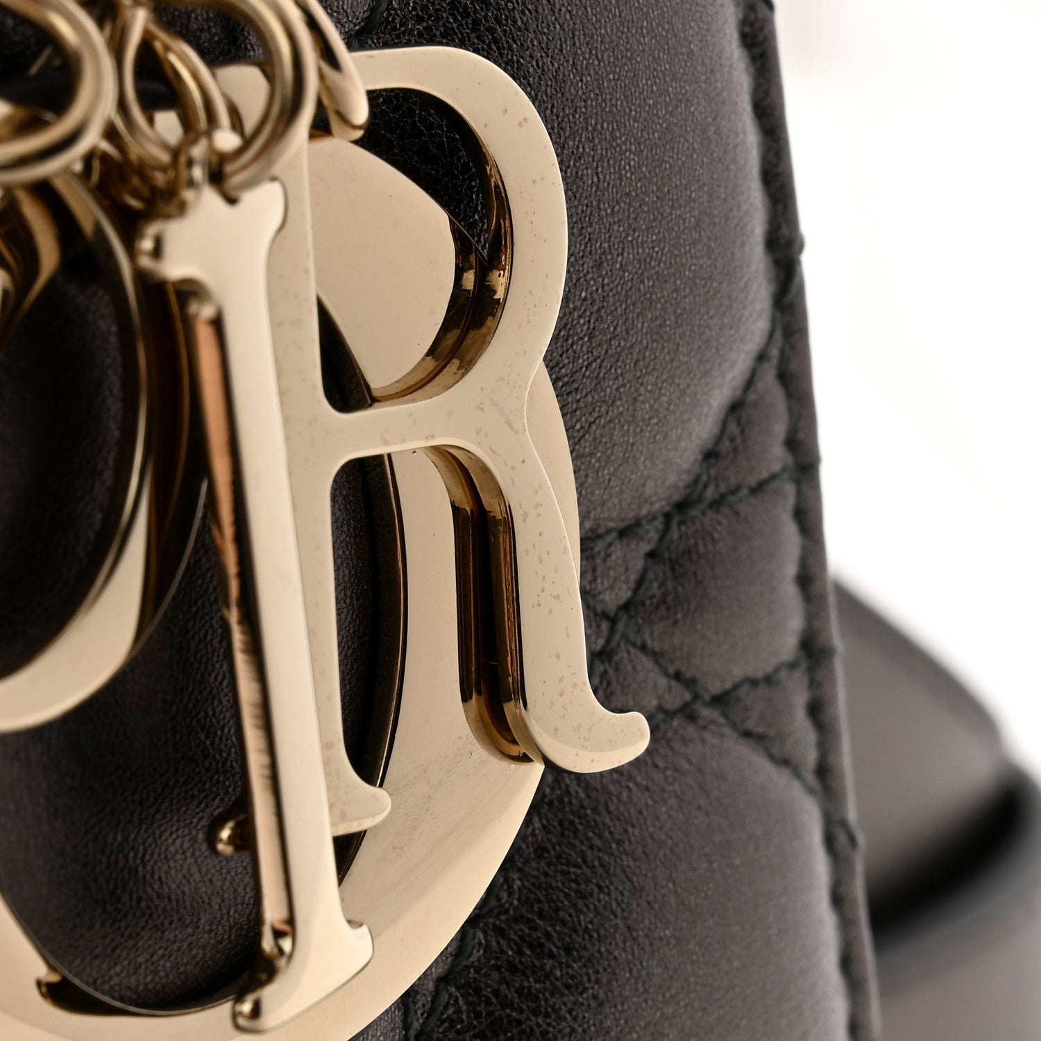 Christian Dior Metallic Grained Calfskin Cannage Small My ABC Lady Dior Gunmetal 10 of 10