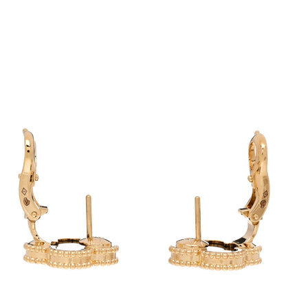 Van Cleef & Arpels 18k Yellow Gold Black Onyx Vintage Alhambra Earrings 3 of 4