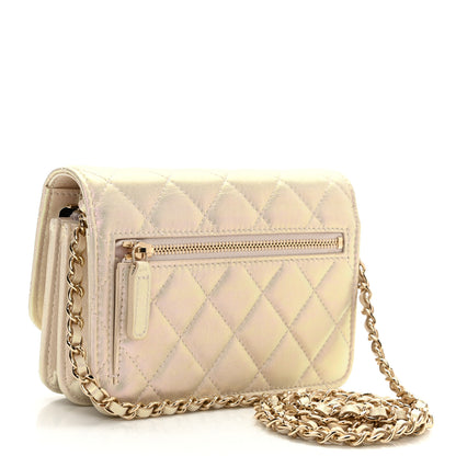 Chanel Iridescent Lambskin Quilted Mini Wallet On Chain WOC Ivory 3 of 11