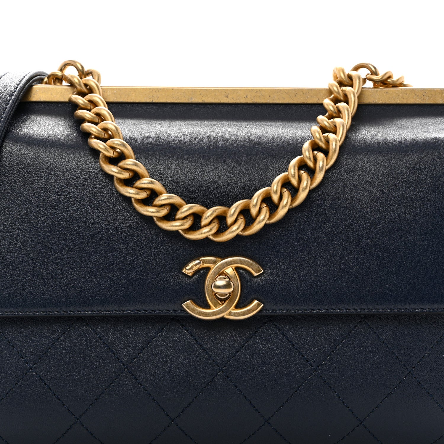 Chanel Lambskin Stitched Coco Luxe Medium Flap Blue 8 of 10
