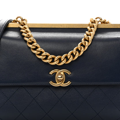 Chanel Lambskin Stitched Coco Luxe Medium Flap Blue 8 of 10