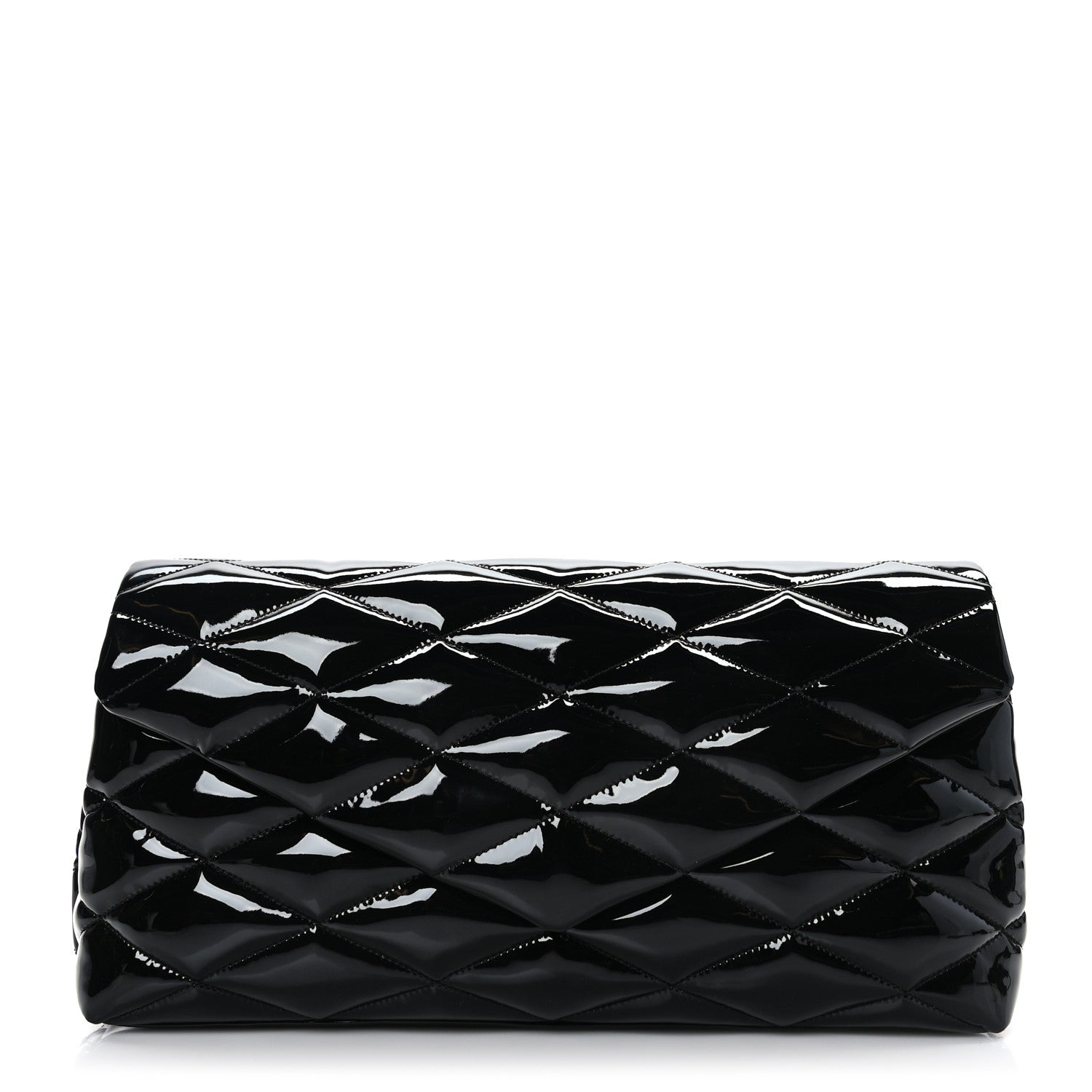 Saint Laurent Patent Quilted Sade Puffer Envelope Clutch Black 1 of 9