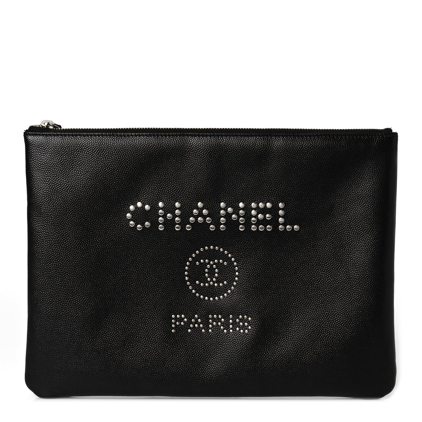 Caviar Studded Medium Deauville Pouch Black