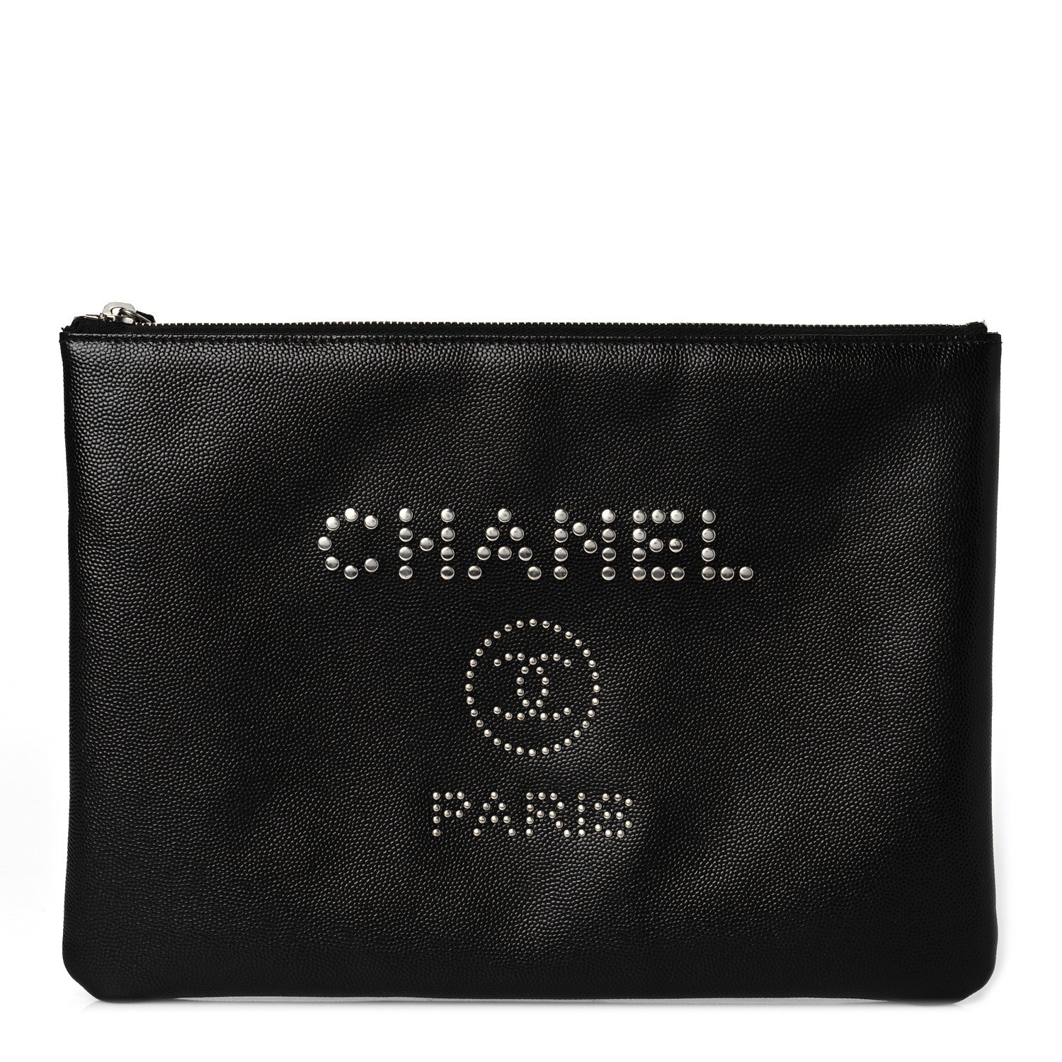 Chanel Caviar Studded Medium Deauville Pouch Black 1 of 9