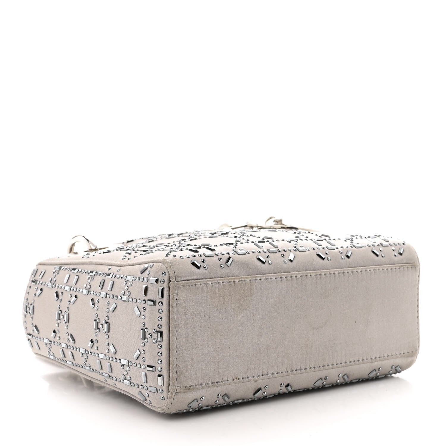 Christian Dior Satin Crystal Cannage Mini Lady Dior Gray 4 of 16