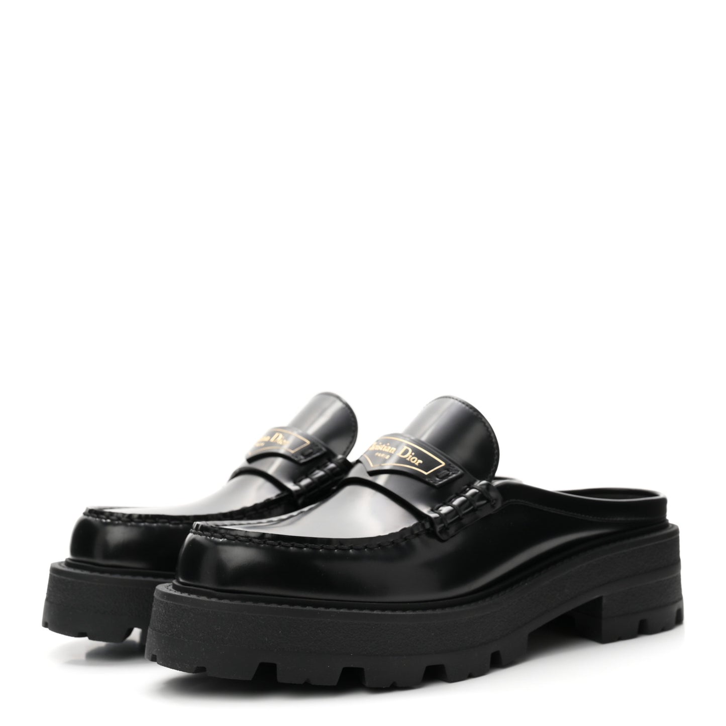 Brushed Calfskin Boy Mules 39.5 Black