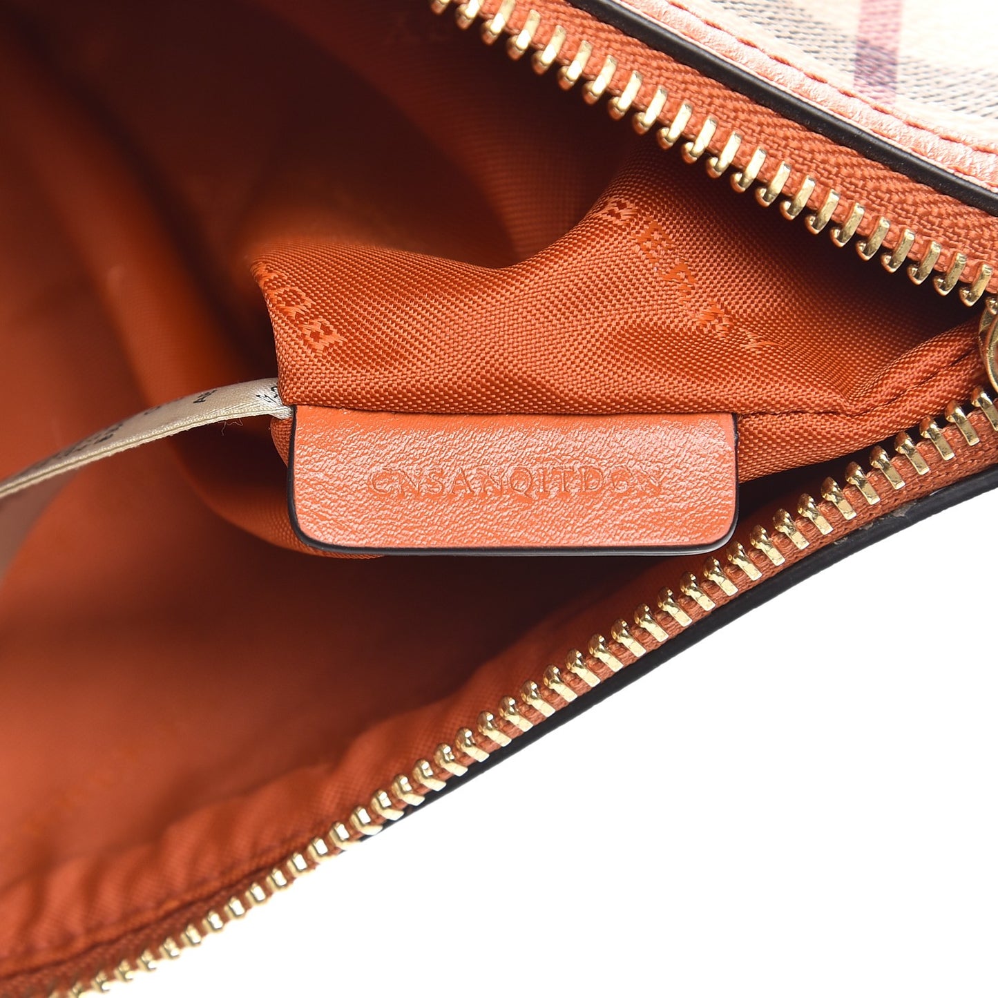 Haymarket Check Small Peyton Crossbody Clutch Bag Burnt Amber