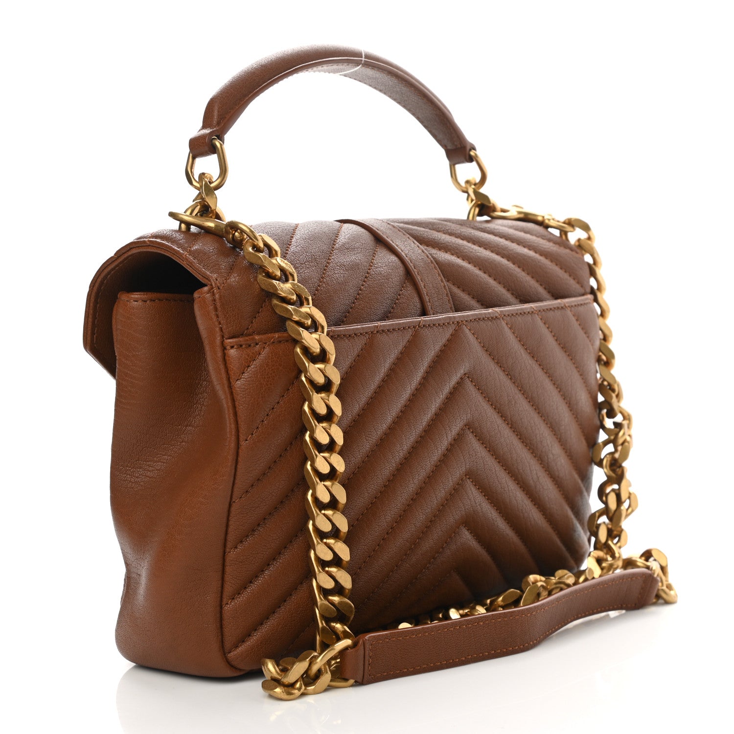 Saint Laurent Sheepskin Matelasse Chevron Monogram Medium College Bag Brick 3 of 10