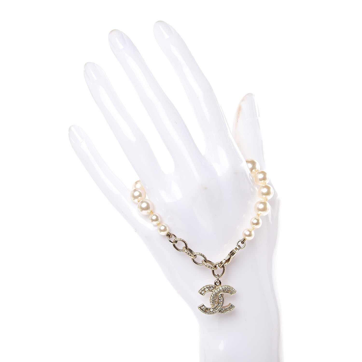 Chanel Pearl Crystal CC Bracelet Gold 2 of 5