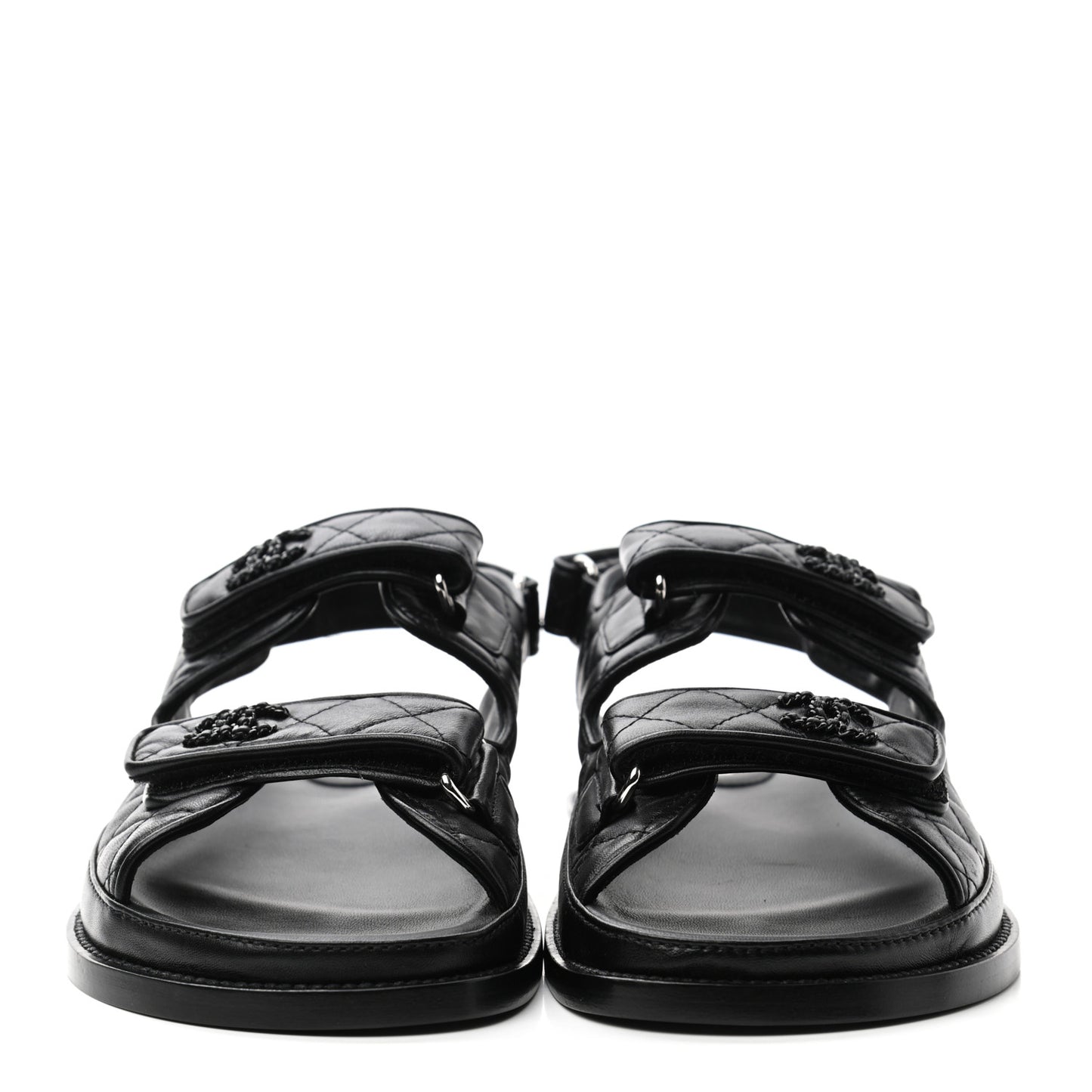 Lambskin Velcro Dad Sandals 40 Black