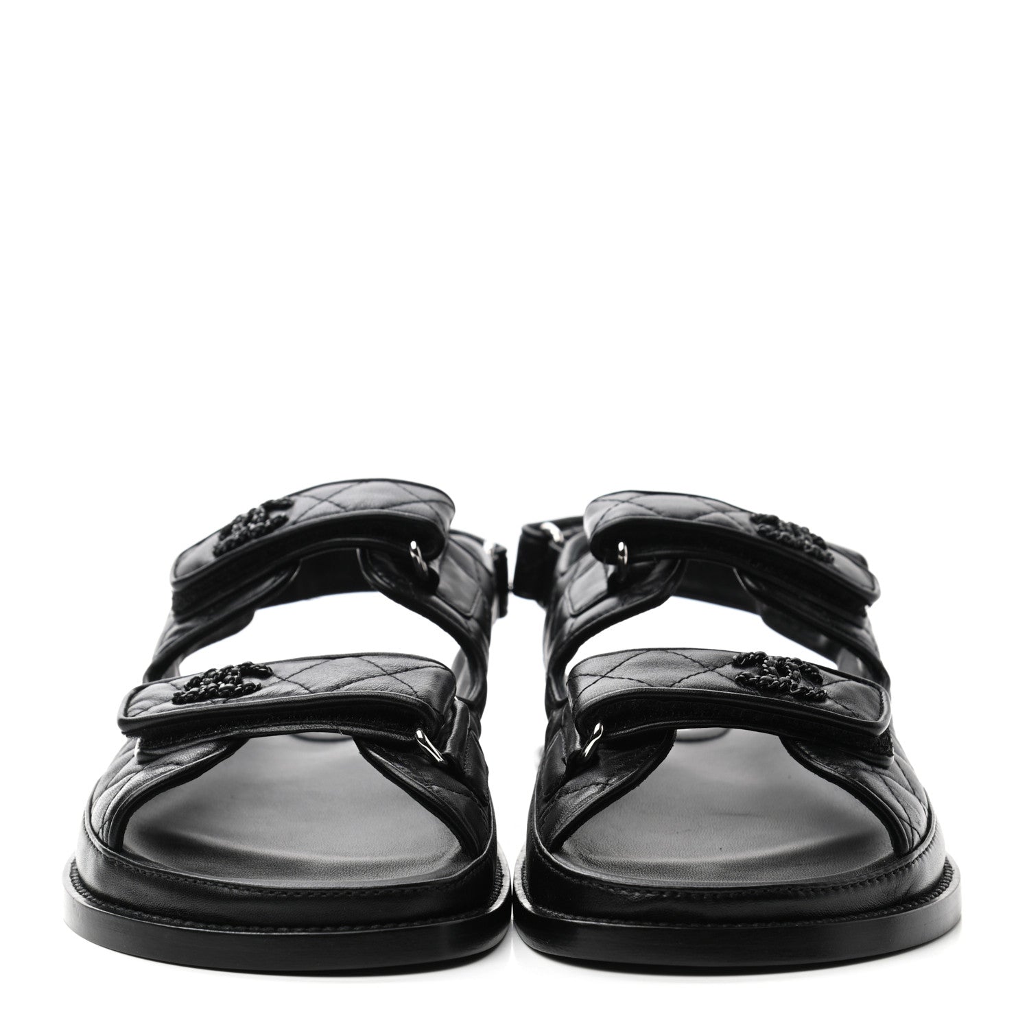 Chanel Lambskin Velcro Dad Sandals 40 Black 2 of 10