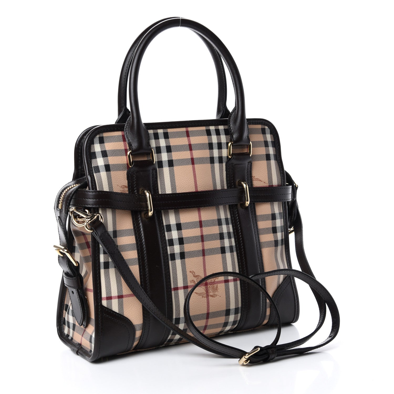 Burberry Haymarket Check Medium Minford Portrait Tote Chocolate 3 of 11