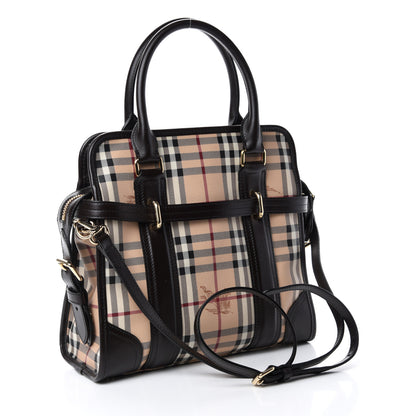 Burberry Haymarket Check Medium Minford Portrait Tote Chocolate 3 of 11