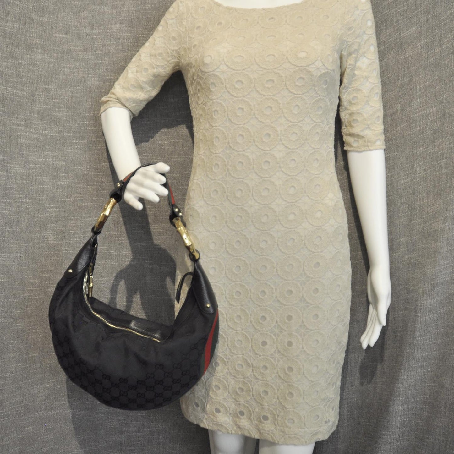 Monogram Web Bamboo Ring Hobo Black