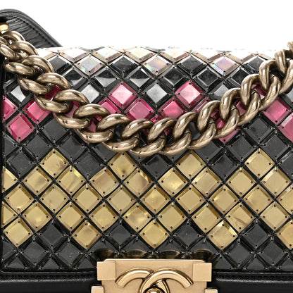 Chanel Lambskin Tile Embroidered Small Brasserie Mosaic Boy Flap Black Multicolor 8 of 10