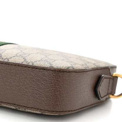 Gucci GG Supreme Monogram Textured Dollar Calfskin Web Ophidia Wristlet Shoulder Bag Beige Ebony New Acero 10 of 11