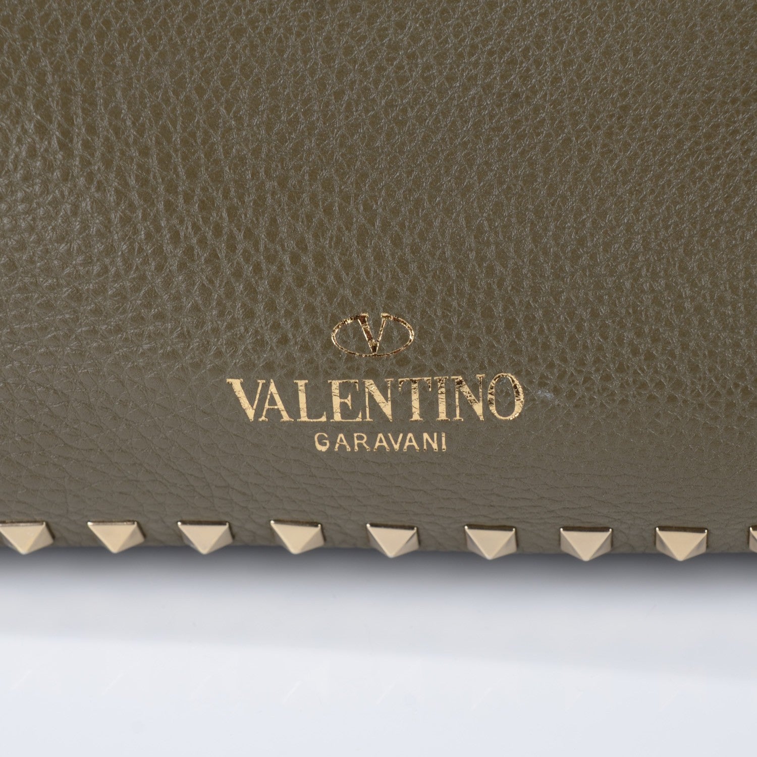 Valentino Garavani Alce Printed Calfskin Medium Rockstud Tote Army Green 9 of 9
