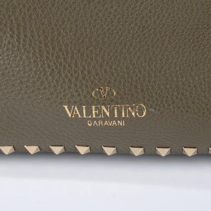 Valentino Garavani Alce Printed Calfskin Medium Rockstud Tote Army Green 9 of 9