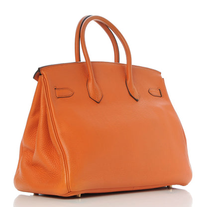 Hermes Taurillon Clemence Birkin 35 Orange 3 of 33
