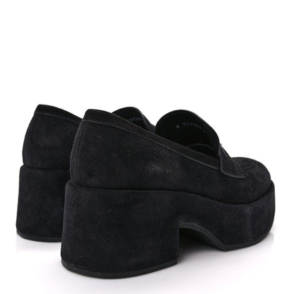 Chanel Suede CC Platform Loafers 36.5 Black 4 of 8