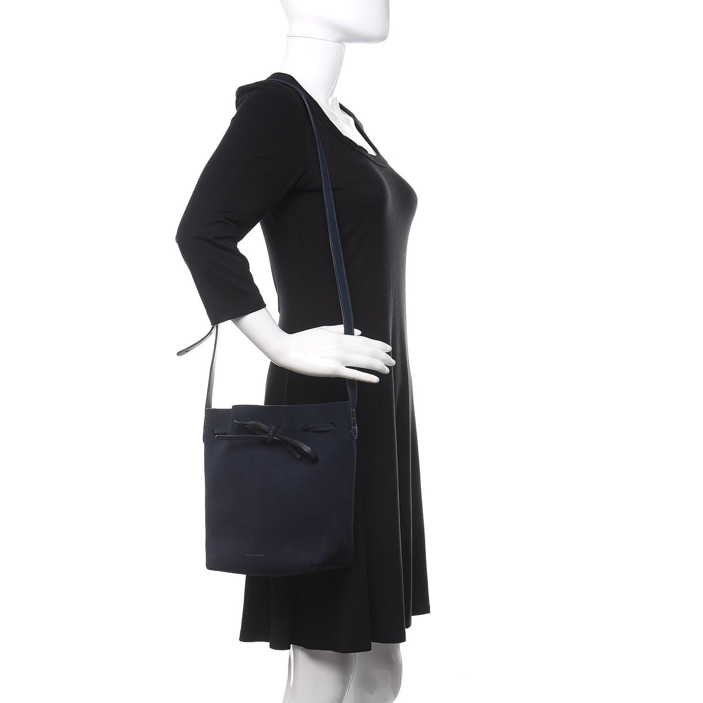 Suede Mini Bucket Bag Navy
