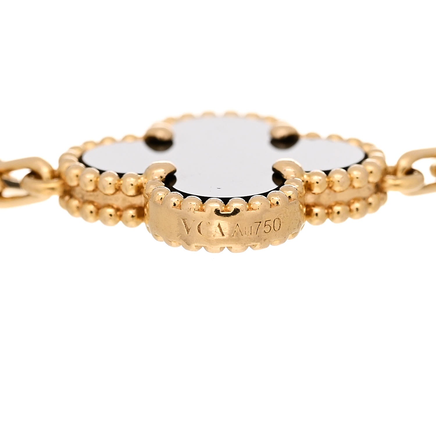 Van Cleef & Arpels 18K Yellow Gold Black Onyx 5 Motifs Vintage Alhambra Bracelet 3 of 4