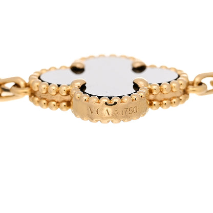 Van Cleef & Arpels 18K Yellow Gold Black Onyx 5 Motifs Vintage Alhambra Bracelet 3 of 4