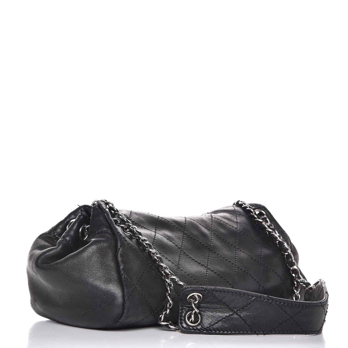Lambskin Stitched Accordion Tote Black