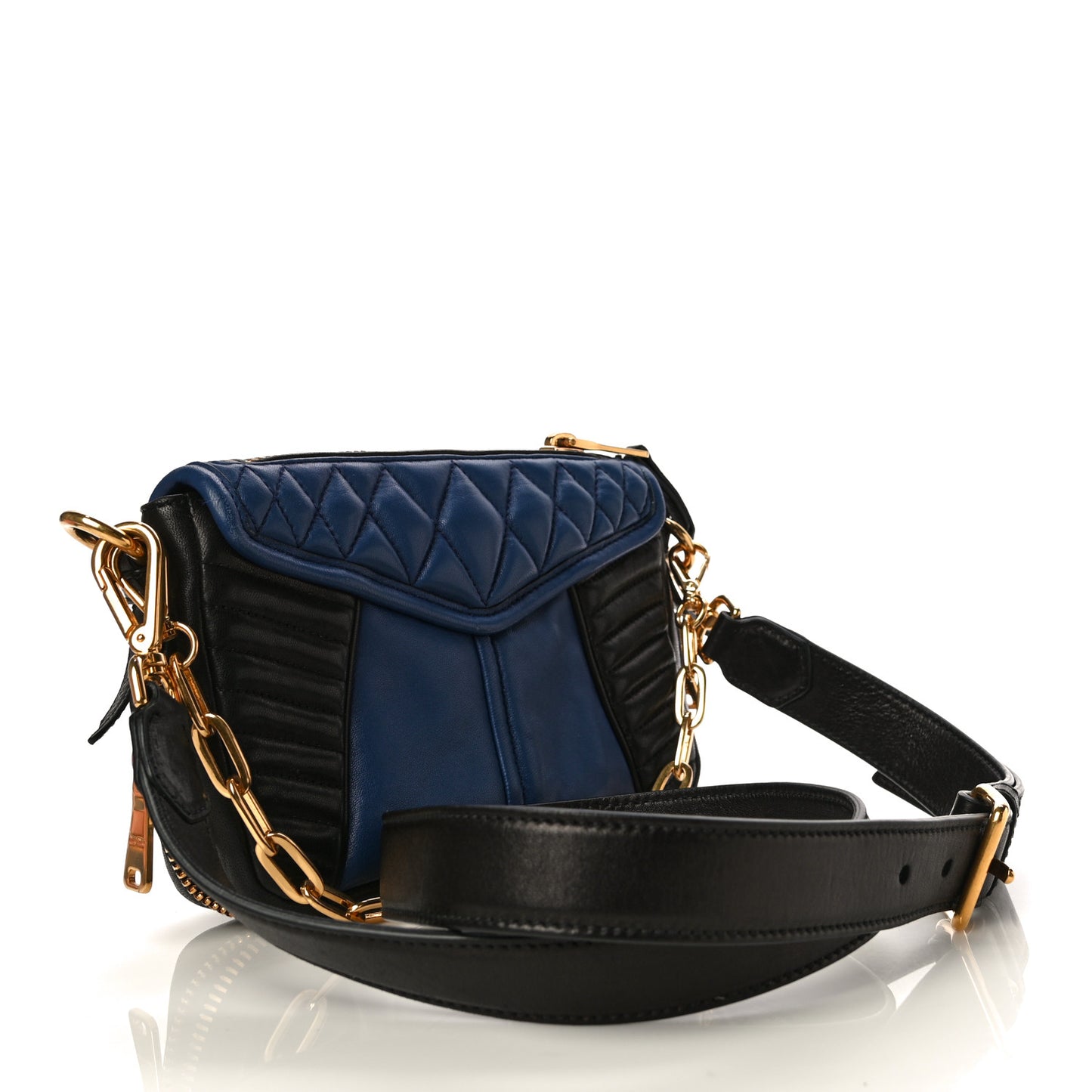 Nappa Matelasse Biker Shoulder Bag Inchiostro Black