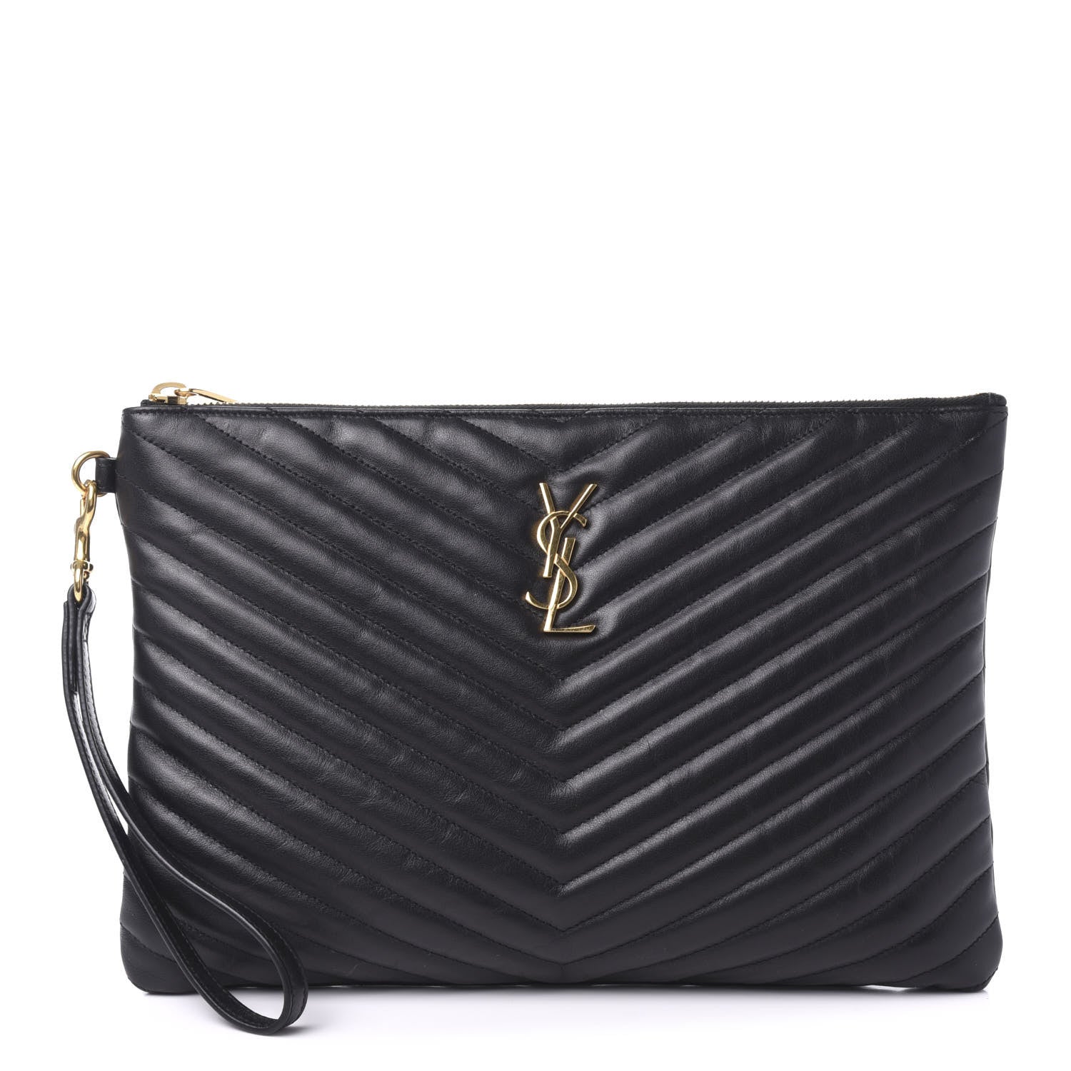Saint Laurent Calfskin Matelasse Monogram Cassandre Tablet Pouch Black 1 of 10
