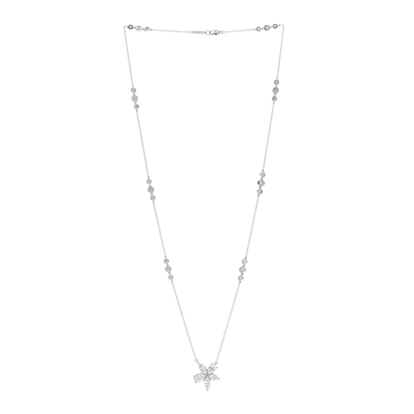 Platinum Diamond Extra Large Victoria Mixed Cluster Necklace