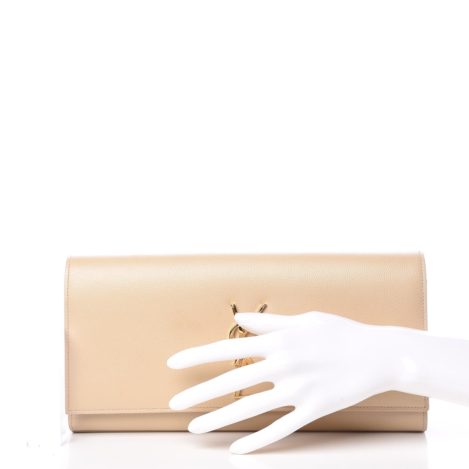 Saint Laurent Grain De Poudre Classic Monogram Cassandre Clutch Nude Powder 2 of 12